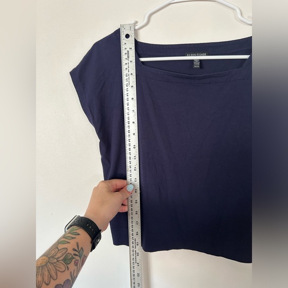 Eileen Fisher Large Top Womens Black Square Neck Boxy Neutral Minimalist USA - Picture 5 of 8